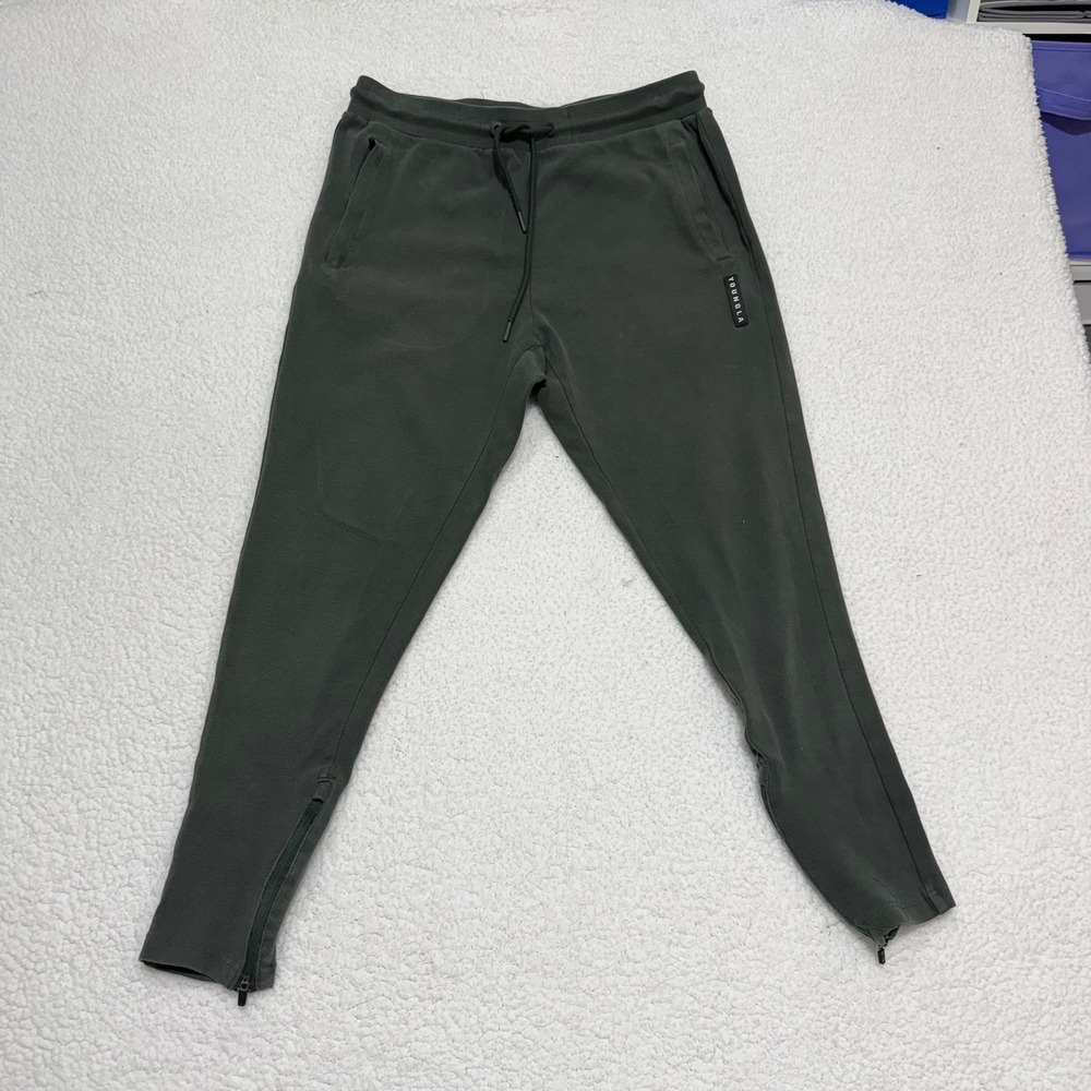 Youngla Mens Immortal Joggers Green Large Slim Fit Ankle‎ Zip Athletic Pants